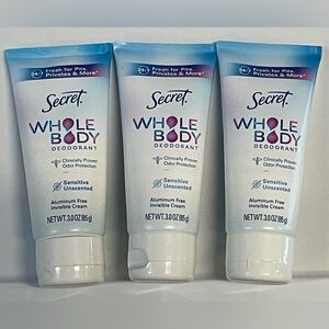 Secret Whole Body Deodorant Cream - Sensitive Unscented (Pack of 3)